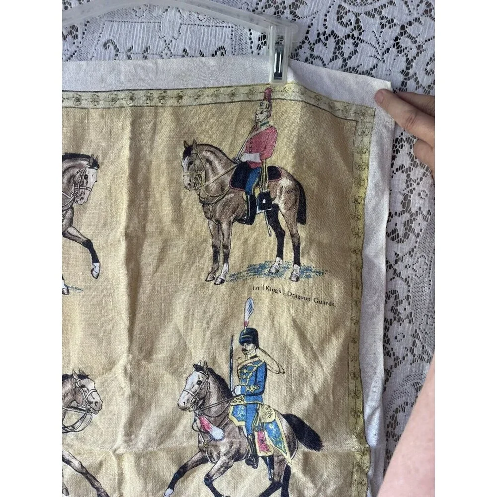 Vintage‎ Irish Cabin Linens Royal Cavalry Ireland Linen Victorian Tea Towel